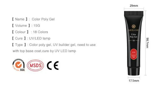15g nail coloured crystal extension glue in 24 shades SY01 to SY24 resin based