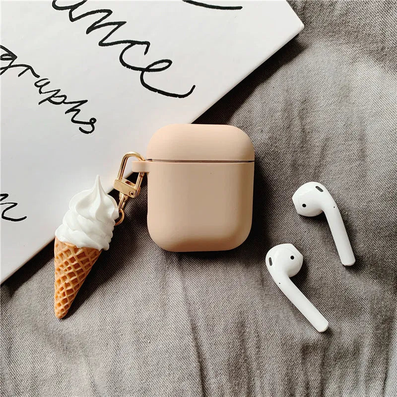Cylinder ice cream design silicone protective case for Apple AirPods 2 wireless headphones in various colours.
