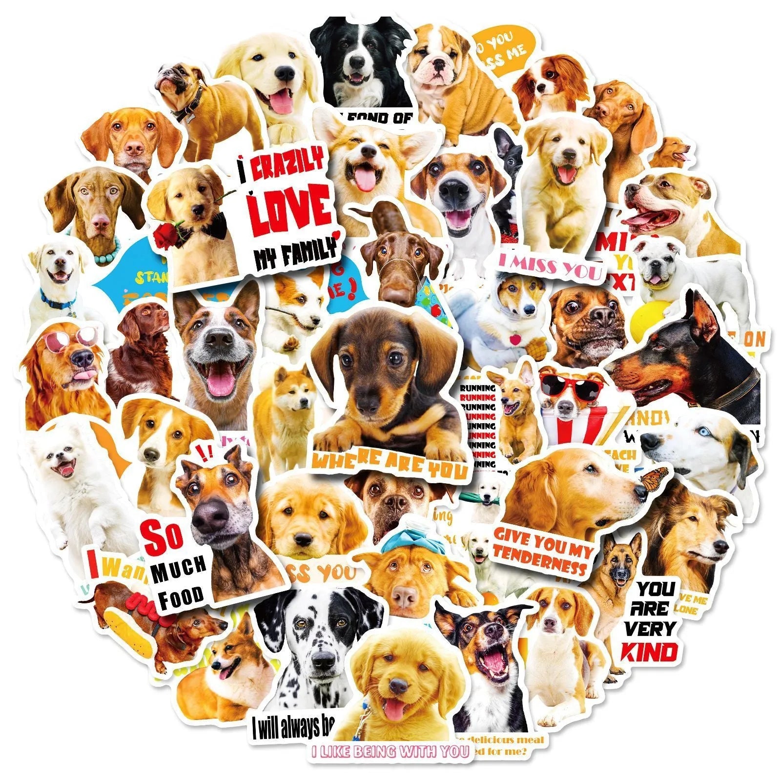 Realistic dog facial expression stickers in Nordic style designs, 100 sheet pack