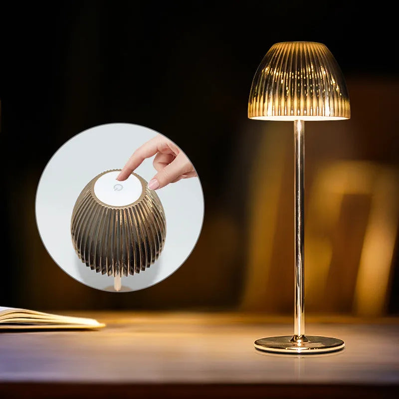 Ins pattern dimmable night lamp in thin round bottom black or white with USB charging