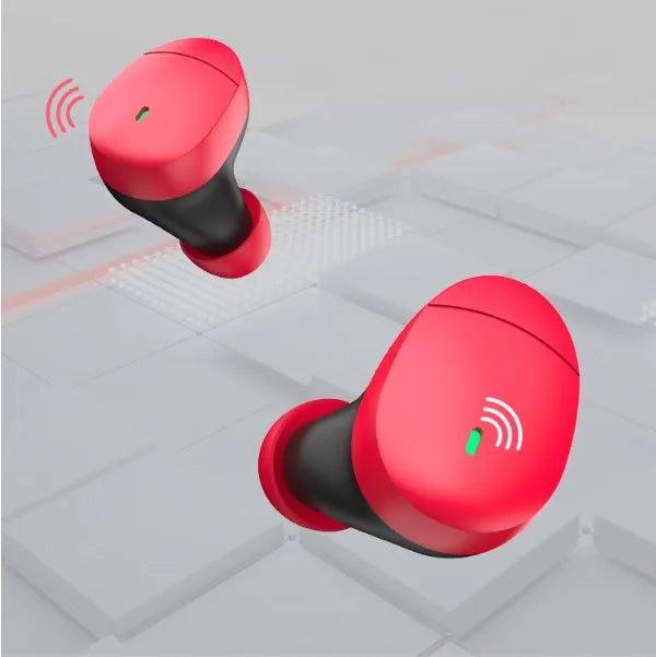 Flame red Qualcomm TWS 3040 Bluetooth 5.2 wireless earbuds with charging case