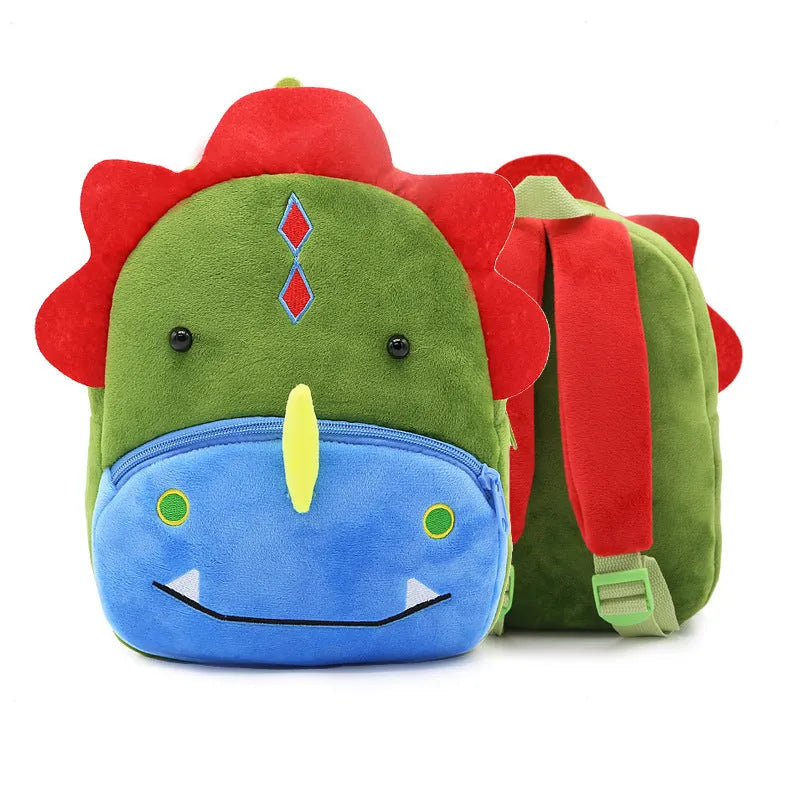 Children's plush animal backpack in various designs including elephant, bee, flamingo and unicorn styles