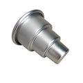 Three aluminium alloy cake moulds in silver finish showing large, medium and small sizes for baking