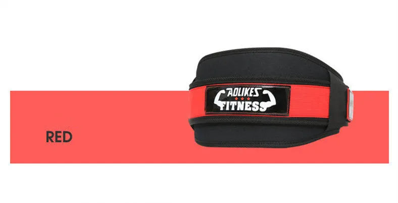 Nylon fitness weightlifting waistband belt in black, red, or yellow for adult use.