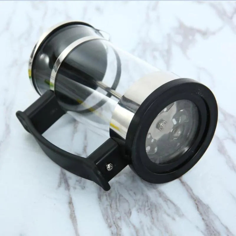 Manual glass and stainless steel pour-over coffee maker with 350ml capacity.