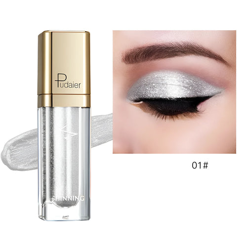 18-colour glitter eyeshadow palette with mother-of-pearl shades including Beige, Rose Gold, and Sapphire Blue