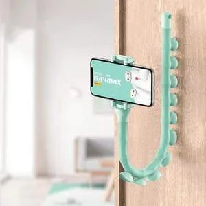 Black flexible rubber lazy bracket phone holder with suction cup base extended to show 62cm length.