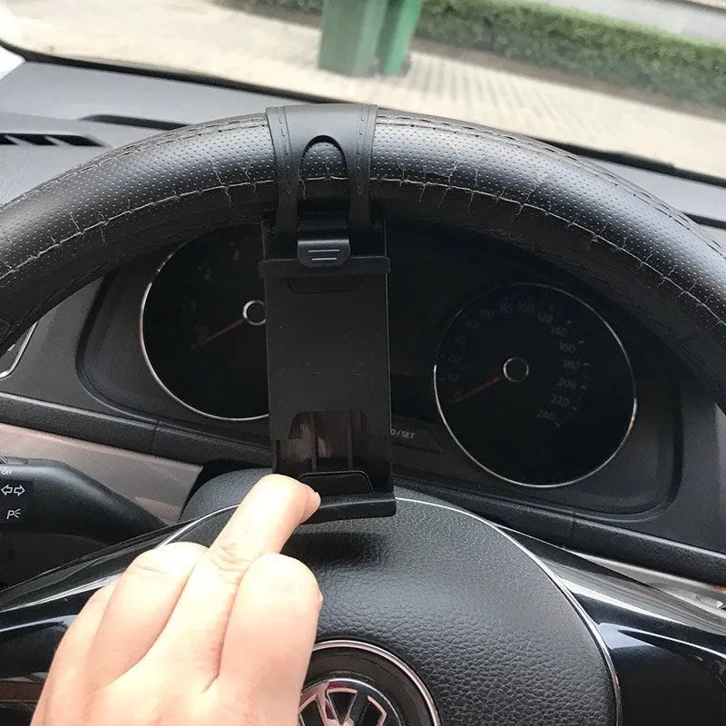 Universal steering wheel phone clip mount holder in black red blue yellow colours