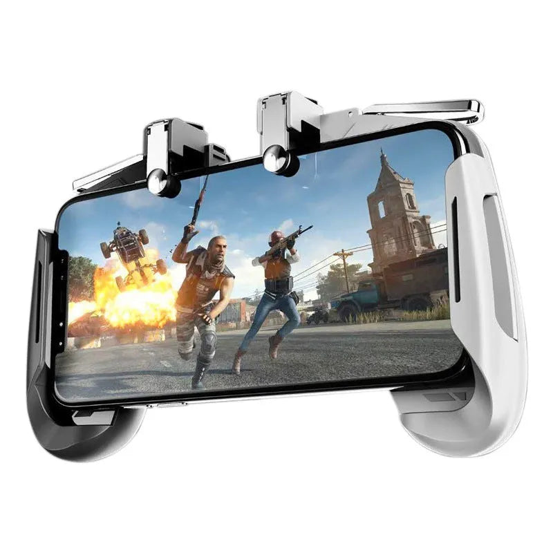 Multifunctional mobile game controller handle for smartphones in black, blue and white colour options