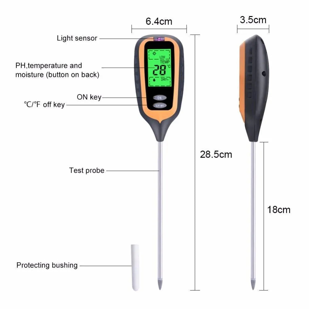 Black soil pH tester with carbon fibre body measuring 40CM x 21CM x 12CM