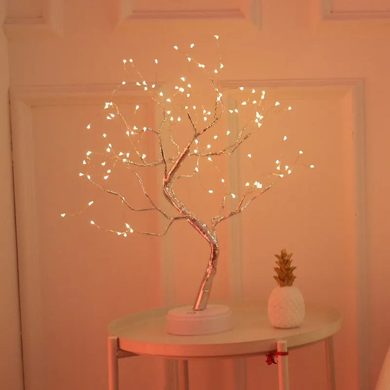 LED Christmas tree light with 108 warm white LEDs, touch control base, and plastic construction