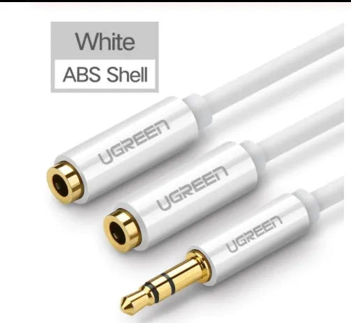 3.5mm gold-plated audio cable with 20cm length and TPE outer quilting in black, grey, or white colours