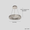 Modern simple crystal LED chandelier with 800mm diameter and adjustable height for living room