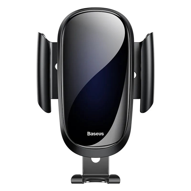 Universal smart car bracket with magnetic dashboard mount and adjustable arm in black, blue, and silvery colours.