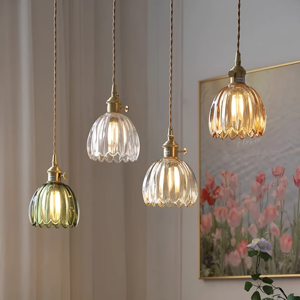 Vintage glass flower bedside chandelier in Nordic style with five colour options