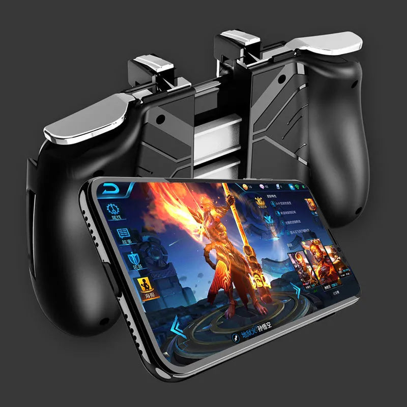 Multifunctional mobile game controller handle for smartphones in black, blue and white colour options