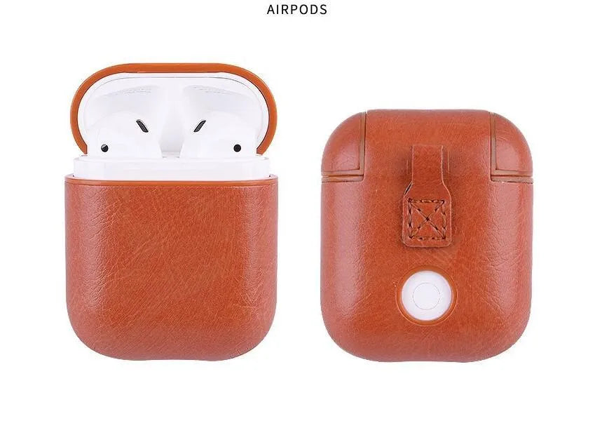 Genuine leather protective case for Apple Airpods earphones in four colour options
