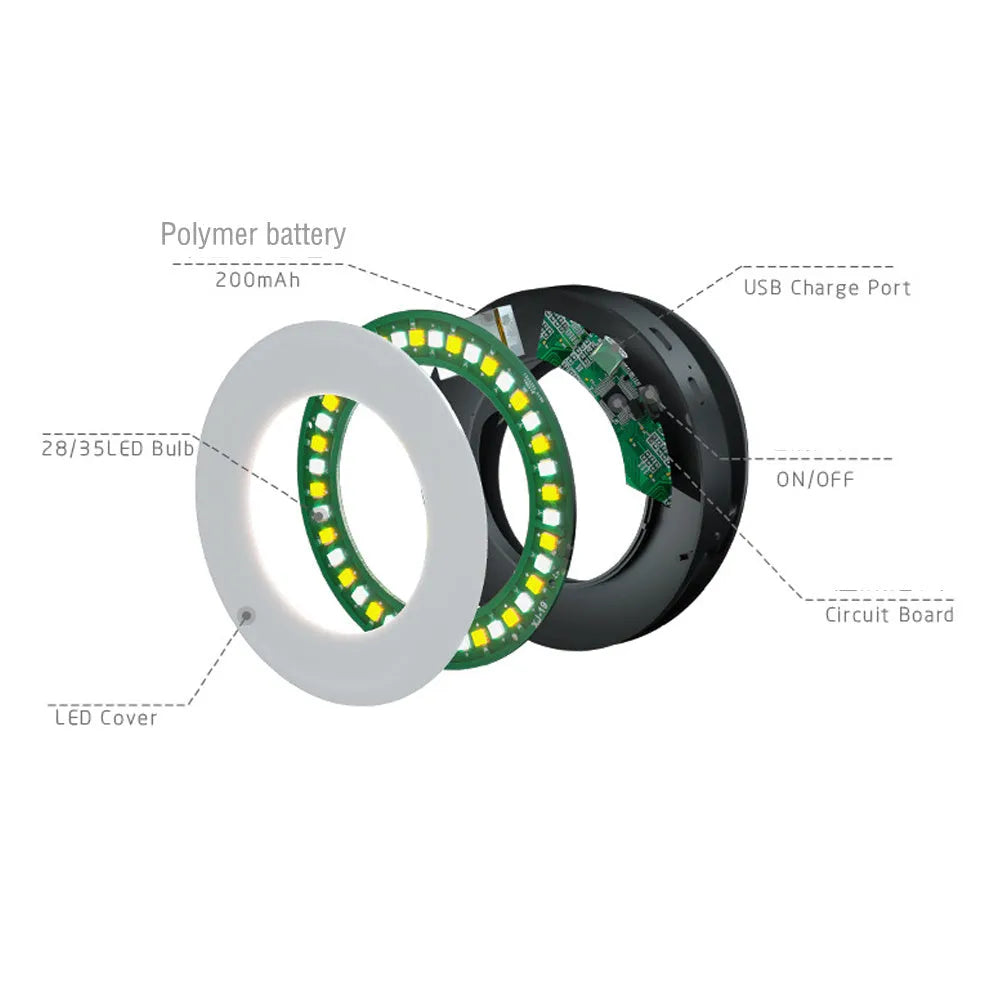 Compact black USB rechargeable selfie ring light for mobile phone photography