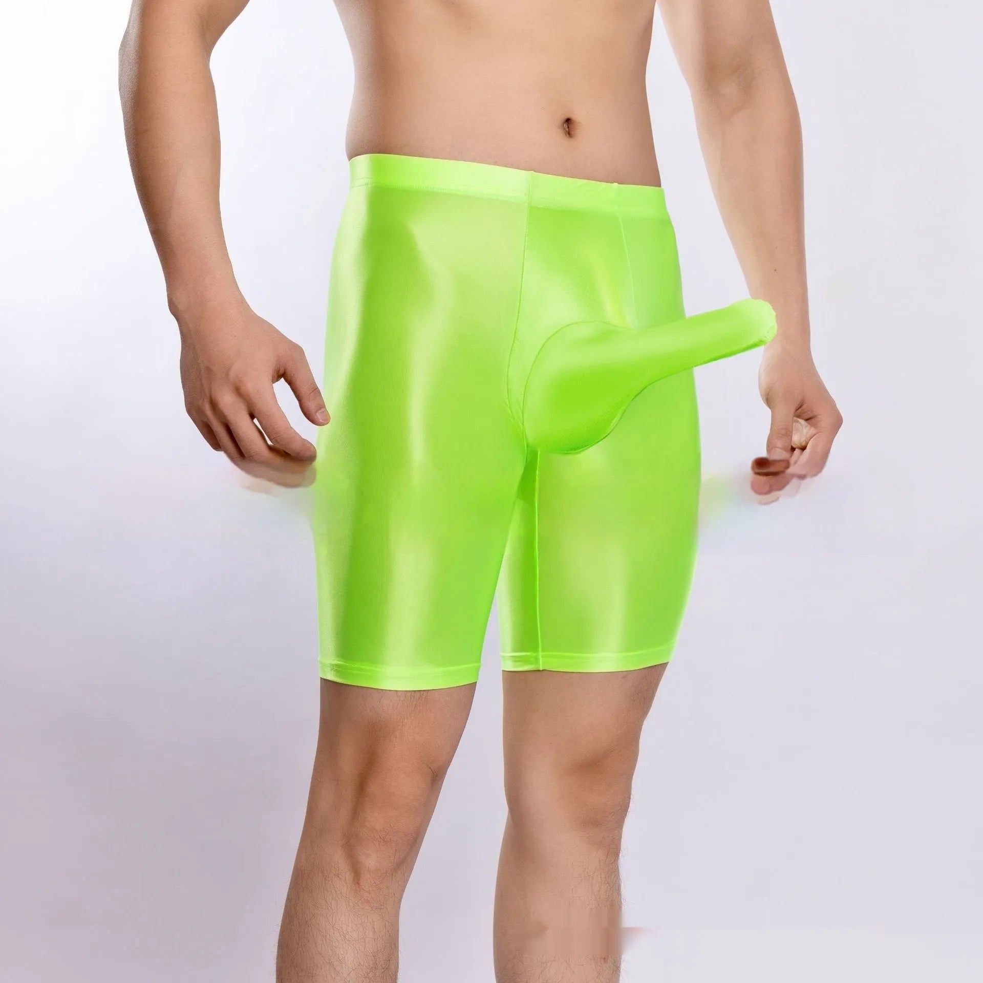 Men's plus size shiny silky sports shorts in nylon fabric available in multiple colours and sizes