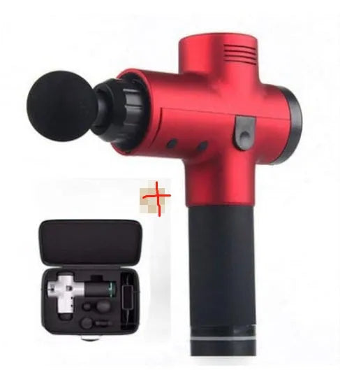 Relax Tissue Deep Muscle Massage Gun with 4 massage heads and LED display, 1.5kg, available in Black, Fibre, Red, and White