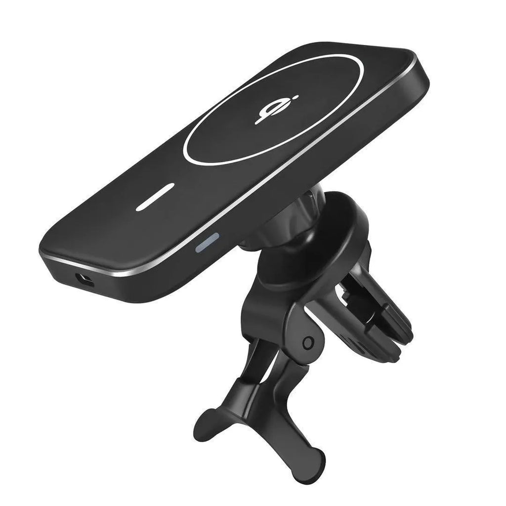 Black M6 wireless charging car bracket with magnetic phone mount and USB cable