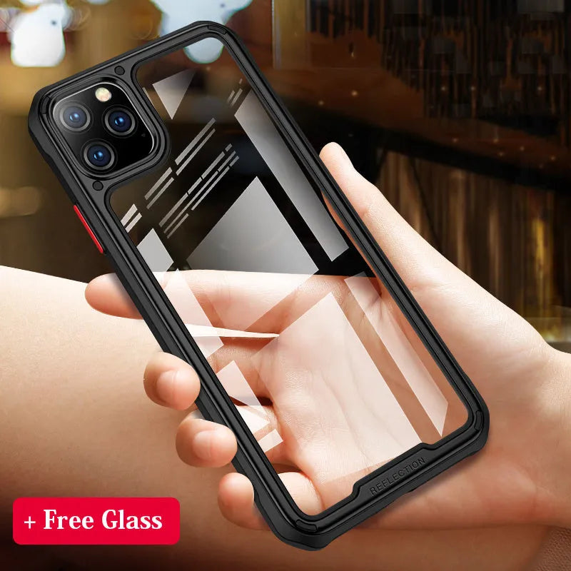 Silicone phone case with transparent back for Apple iPhone 11 series in multiple colours