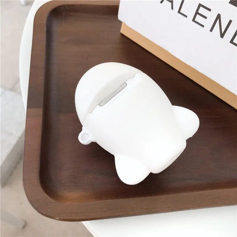 Silicone AirPods protective case with cartoon airplane design and hanging hook for AirPods 1 and 2