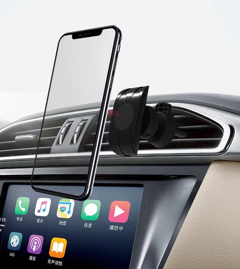 Glory black car phone holder with adjustable side grips mounted on a car air vent
