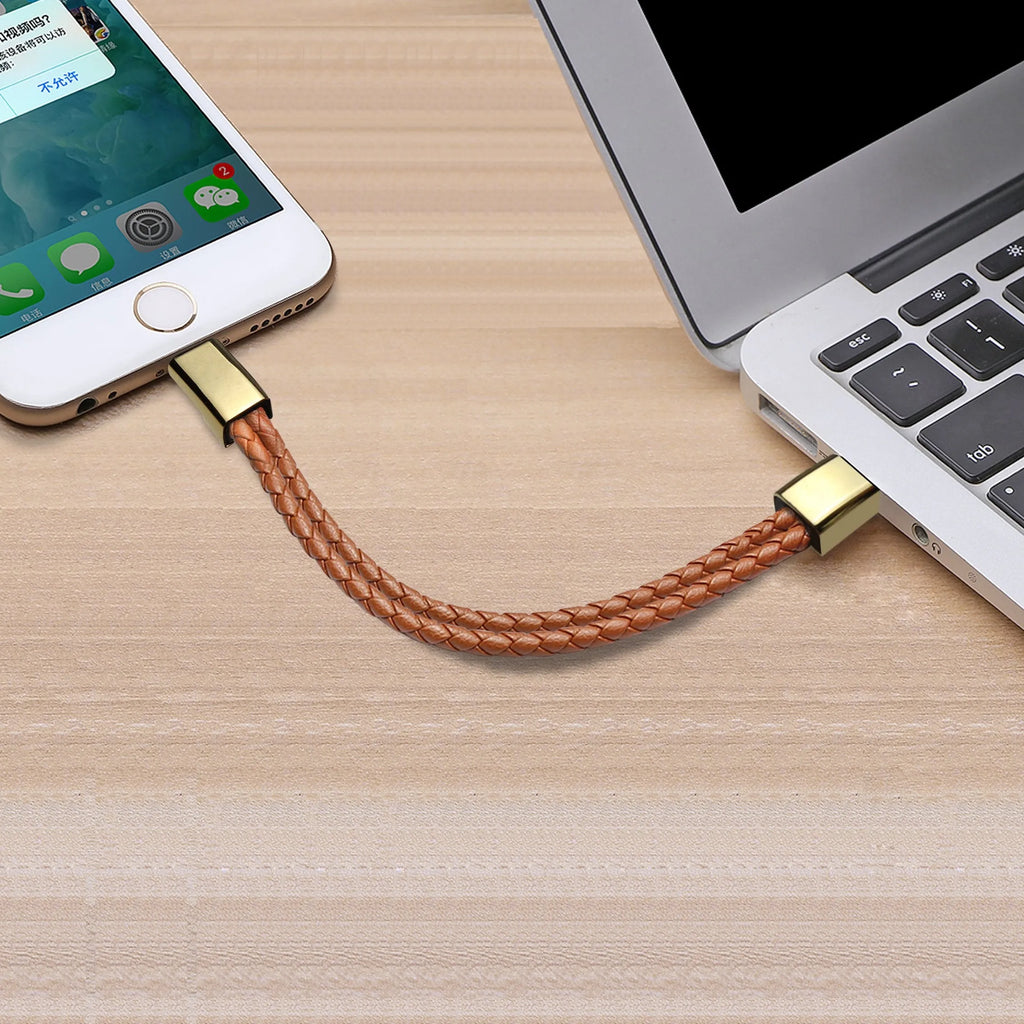 Bracelet cable with brown double line and gift box for charging data sync Android iPhone TypeC