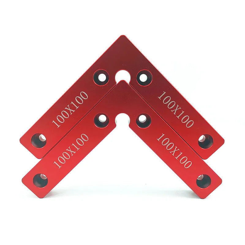 Aluminium alloy right angle positioning block for woodworking jigsaw with accurate scale.