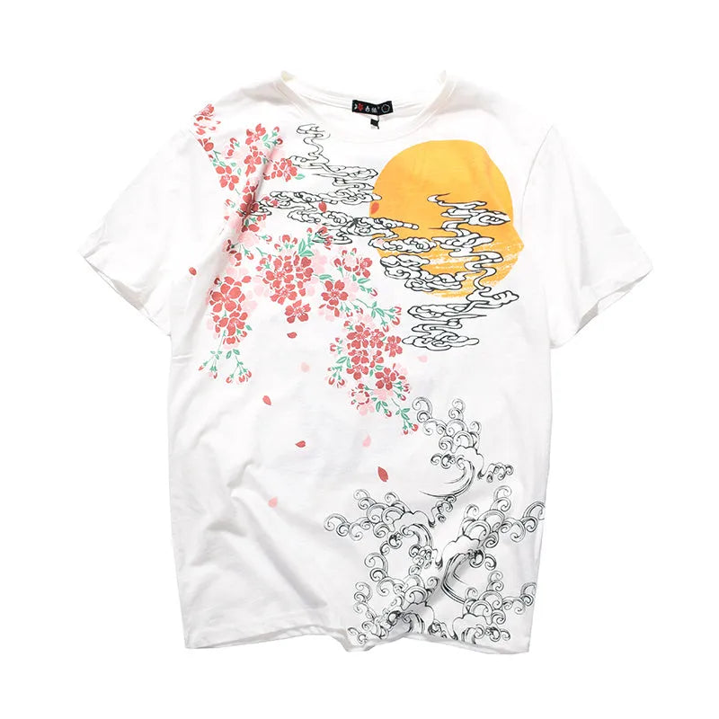 Embroidered men's cotton T-shirt in black with subtle embroidery on front