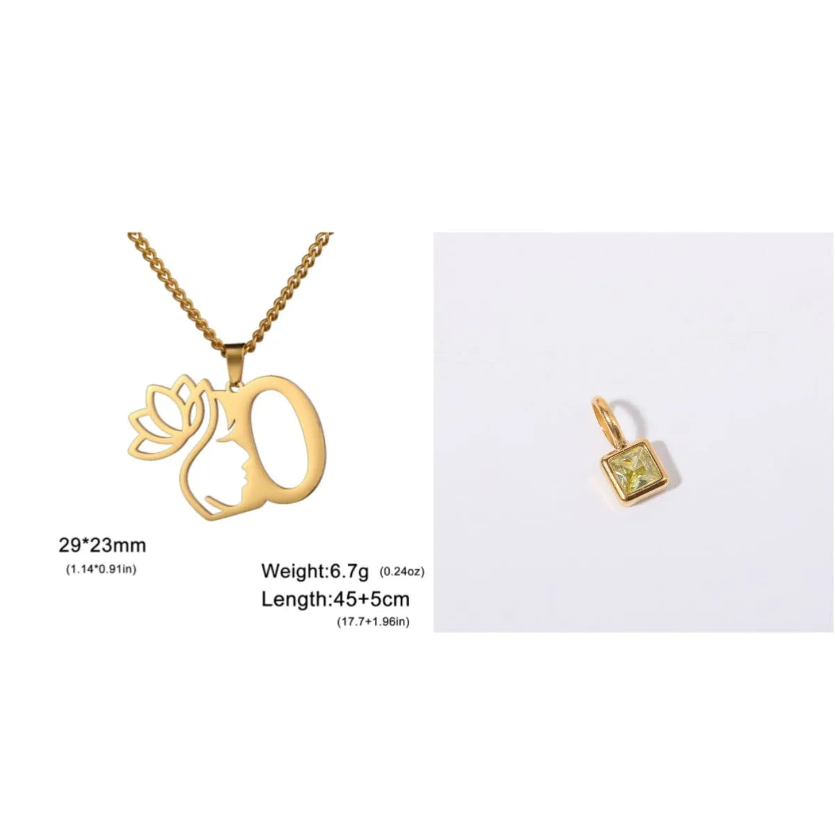Stainless steel cross chain necklace with pendant in gold or steel colour
