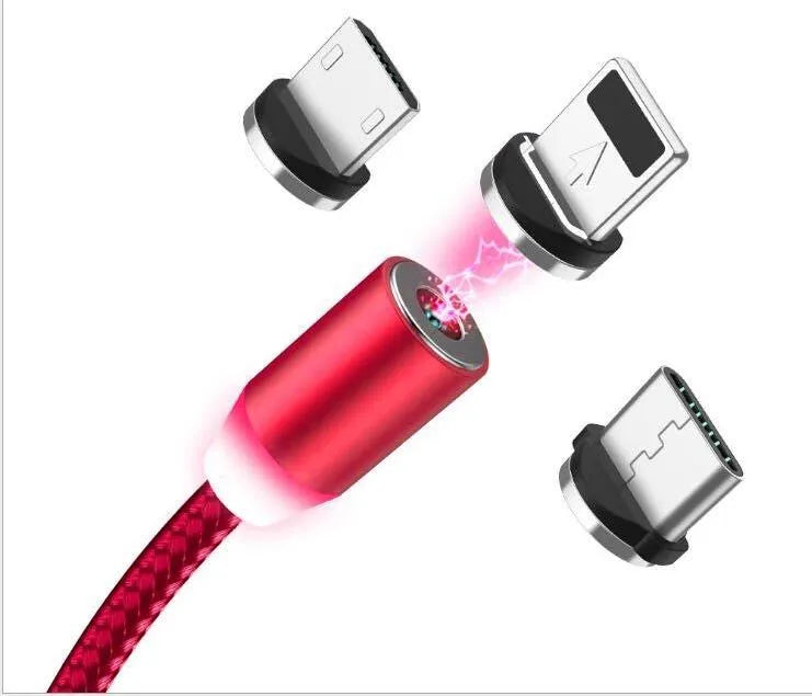 YBD magnetic LED charging cable 1 metre length with aluminium shell in multiple colours