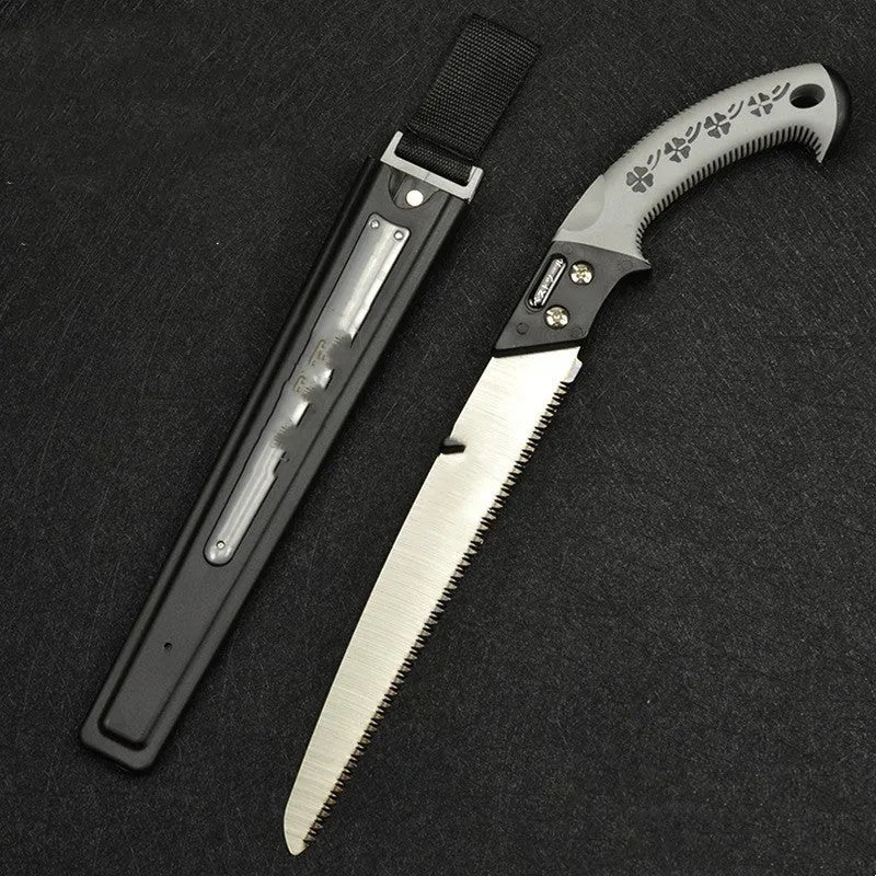 Japanese-style two-tone waist saw 460mm total length with thin 1.2mm blade for low-resistance cutting