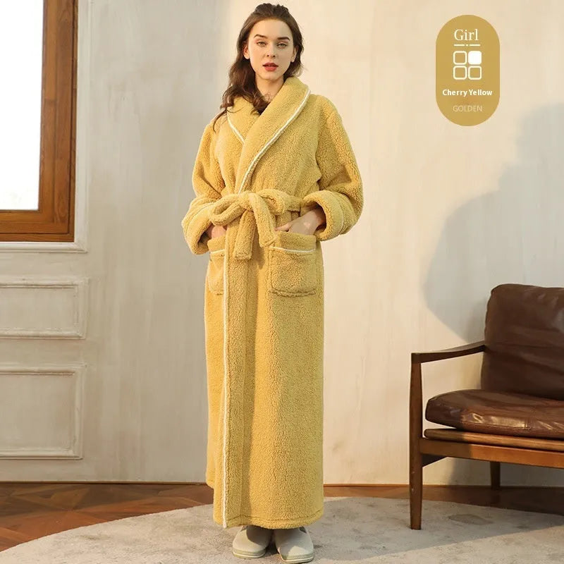 Super-thickened polyester flannel couple's winter nightgown in plus sizes with multiple colour options.