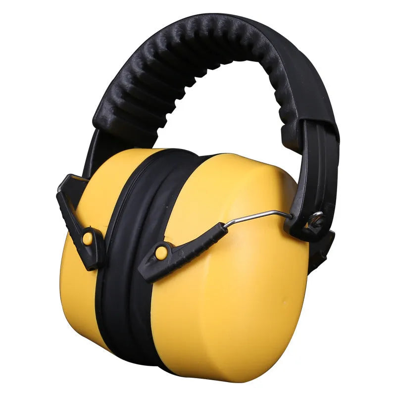 Orange coloured noise-cancelling headphones and protective earmuffs with an adjustable headband.
