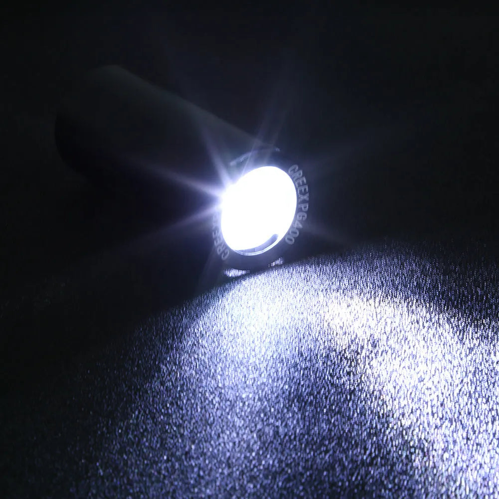 Black USB rechargeable 350 lumen bicycle front light on handlebars