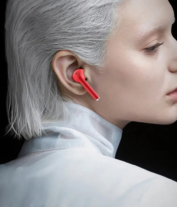 Fashion lipstick design wireless Bluetooth earphone in black, pink, purple, or white with a charging case.