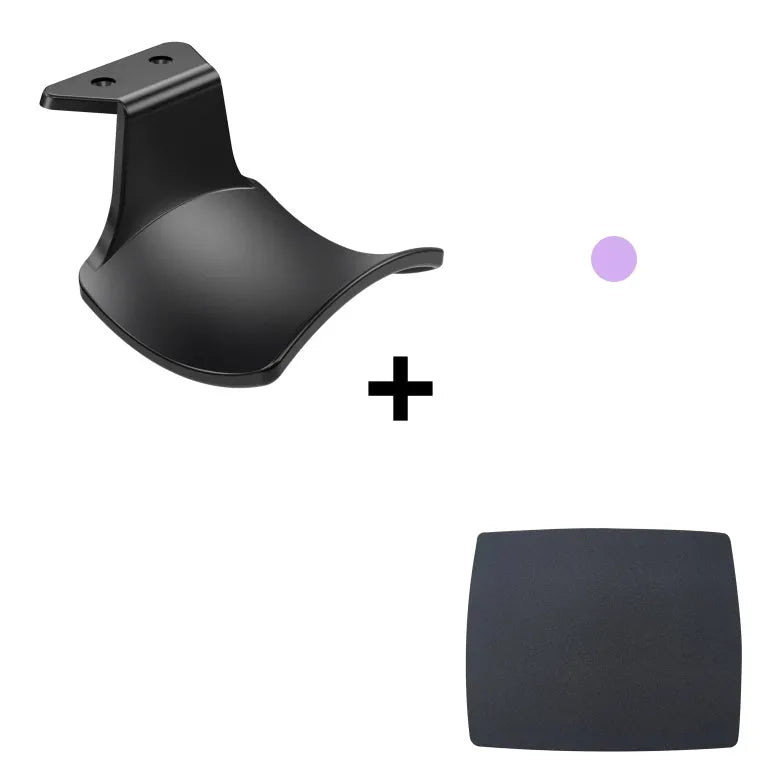 Black plastic ABS wall hanging rack for game controllers with adhesive pads and screws
