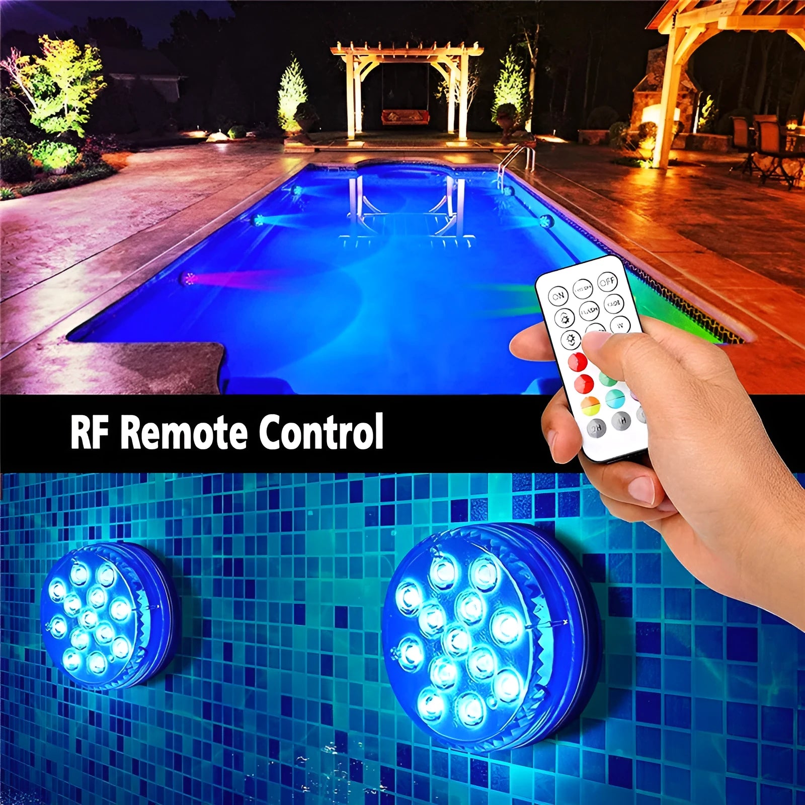 Remote control colour changing LED diving light with IP68 waterproof rating for garden decoration