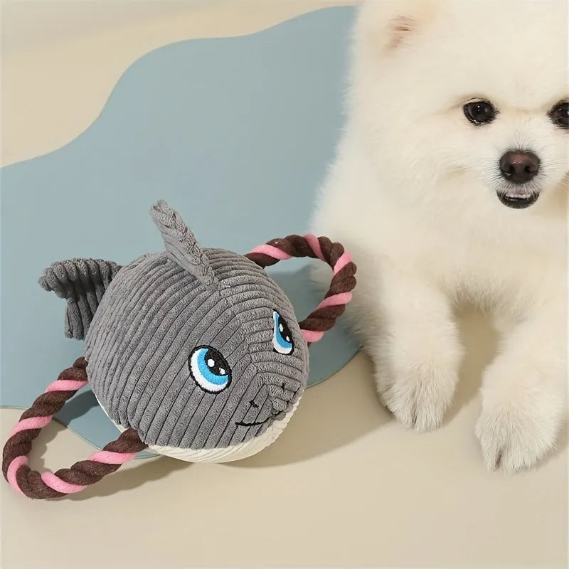 Turtle-shaped dog chewing toy with knotted texture in grey, green, or orange colour