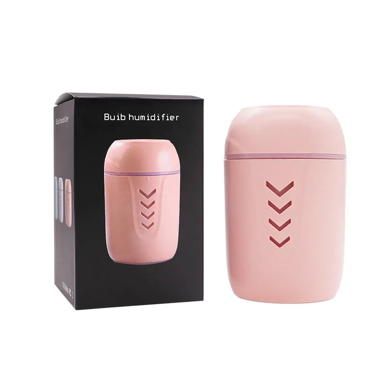 X3 portable car humidifier in columnar shape, shown in blue, pink, and white colour options.