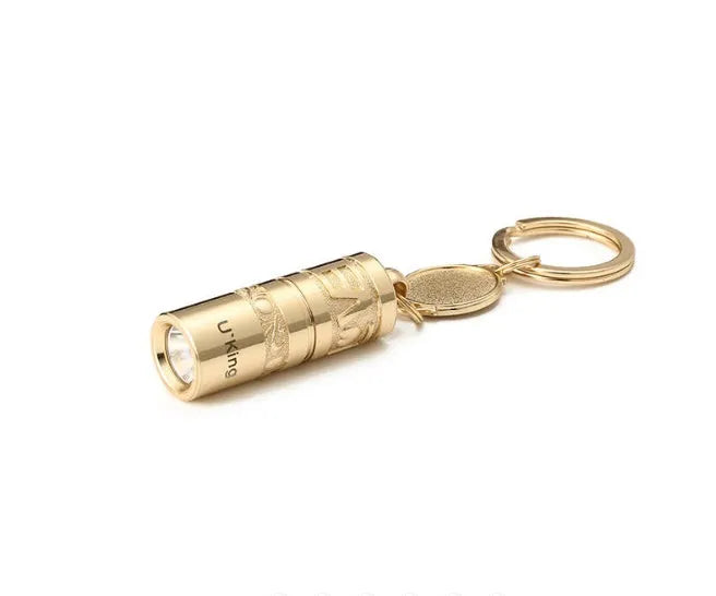 Gold waterproof zinc alloy LED flashlight keychain for emergency outdoor lighting