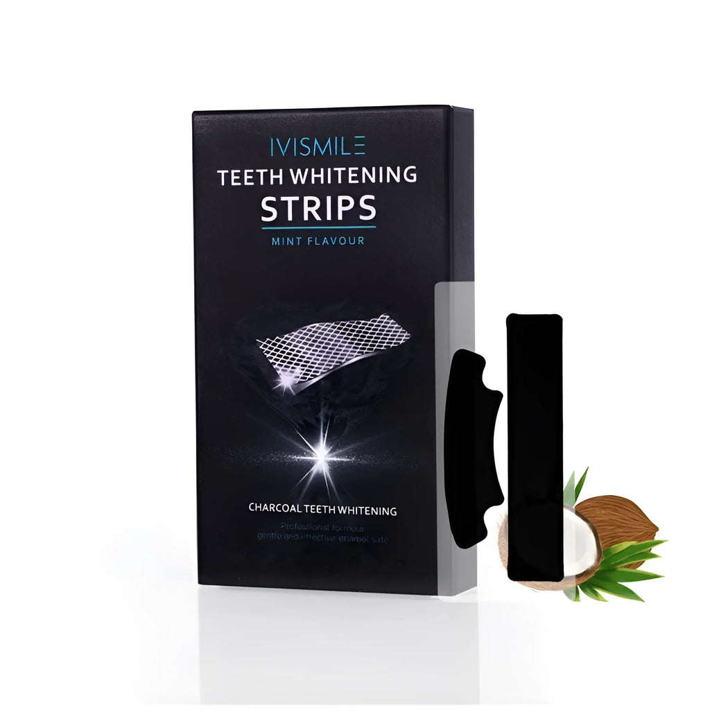 Teeth whitening strips with sodium bicarbonate and coconut activated carbon, 14 pieces in a box