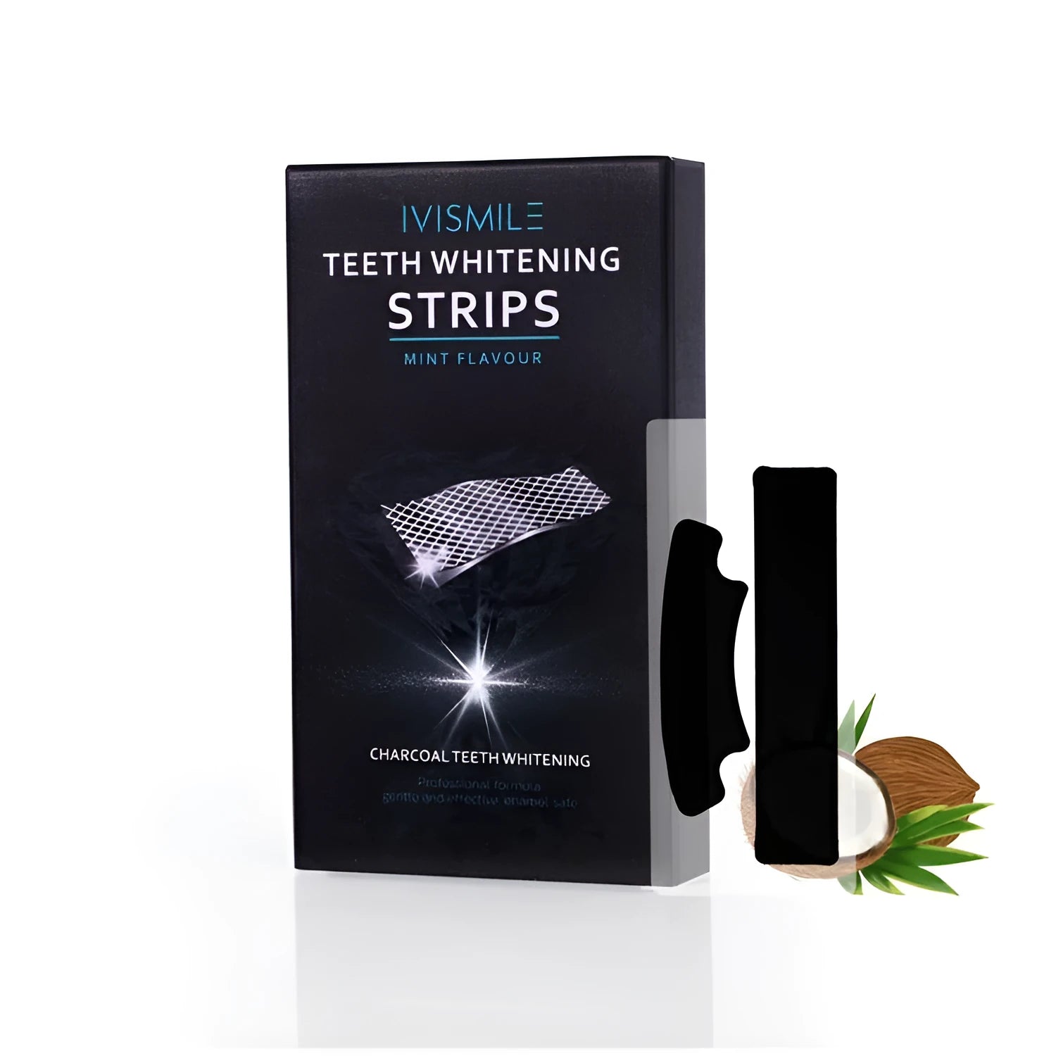 Teeth whitening strips with sodium bicarbonate and coconut activated carbon, 14 pieces in a box