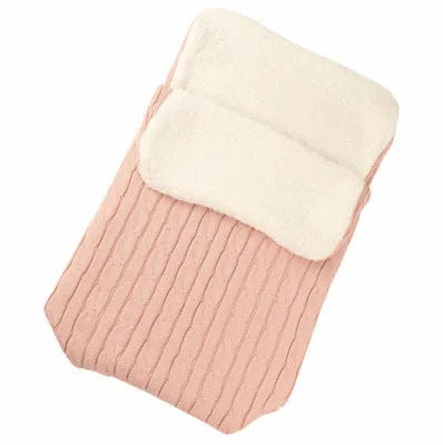 Envelope-style baby stroller sleeping bag with thick filling for winter, shown in a choice of colours.