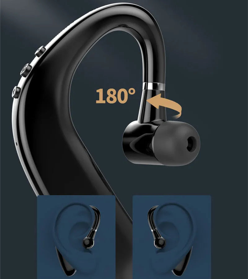 Wireless Bluetooth single ear headset in black or blue colour with in-ear design
