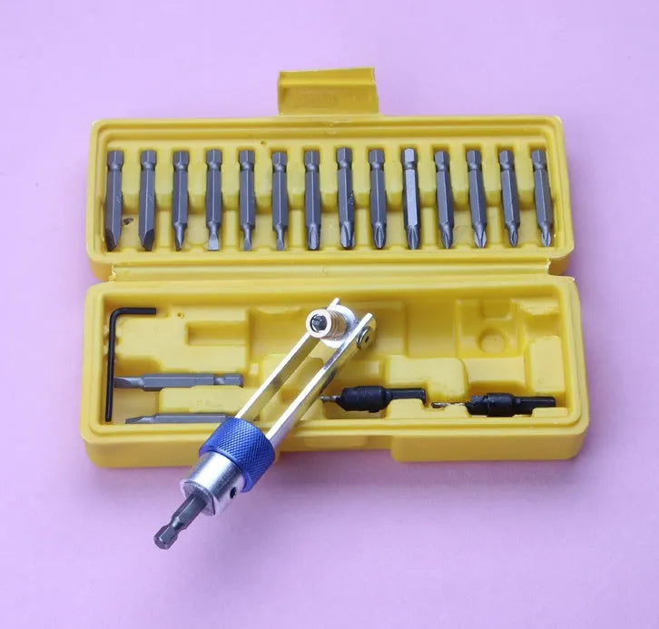 Half Time Drill Driver Set with quick-change bits and swivel head for drilling and driving modes.