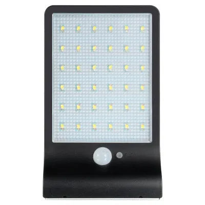Outdoor solar garden light with LED illumination and waterproof IP65 rating in black or white finish
