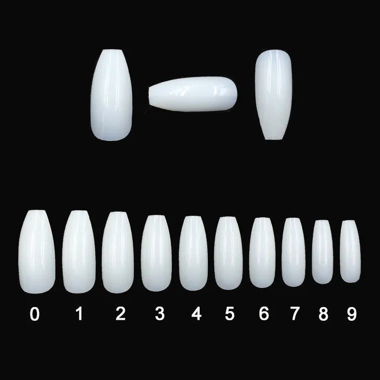 500-piece set of clear and natural coloured ABS false nails in 10 different sizes
